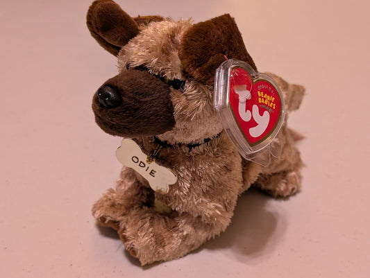 Odie the Dog - Ty Beanie Baby (Light Brown, Dark Brown, 2004, Plush Toy, MWMT, Stuffed Animal, Vintage, Retired, Plushie)