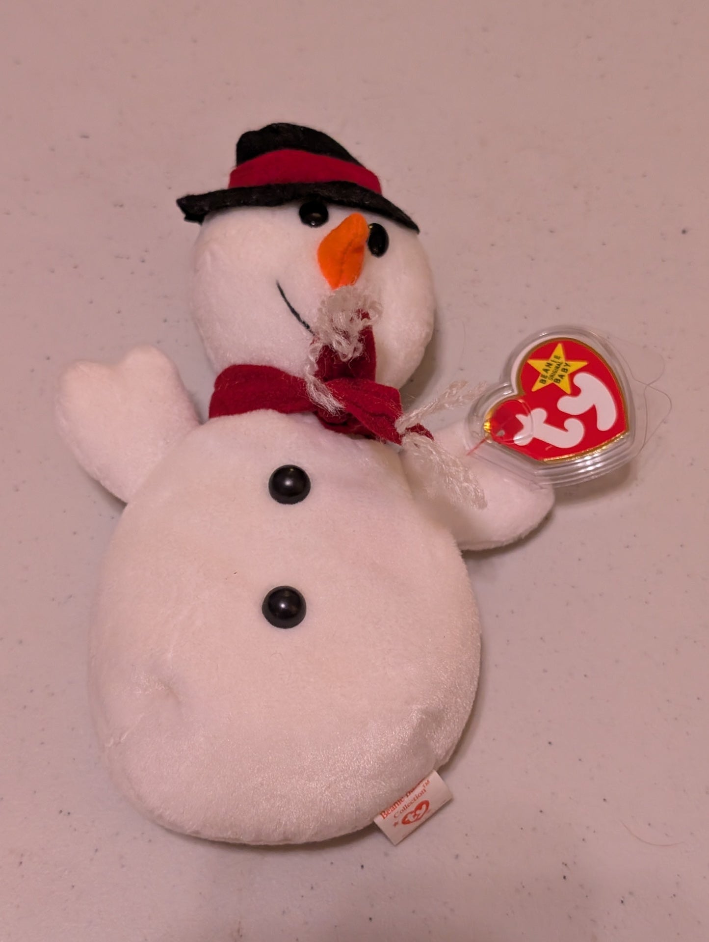Frosty the Snowman the Snowman - Ty Beanie Baby (White, Black, Red, 1998, Plush Toy, MWMT, Stuffed Animal, Vintage, Retired, Plushie)