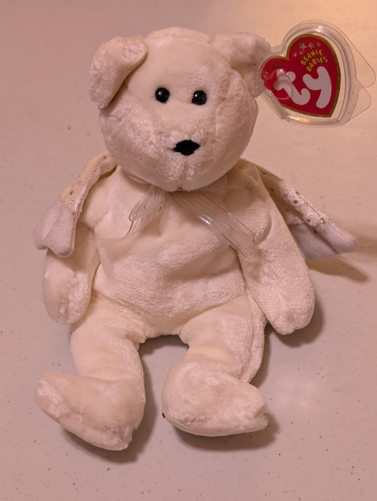 Celeste the Bear - Ty Beanie Baby (White, Silver, 2002, Plush Toy, MWMT, Stuffed Animal, Vintage, Retired, Plushie)