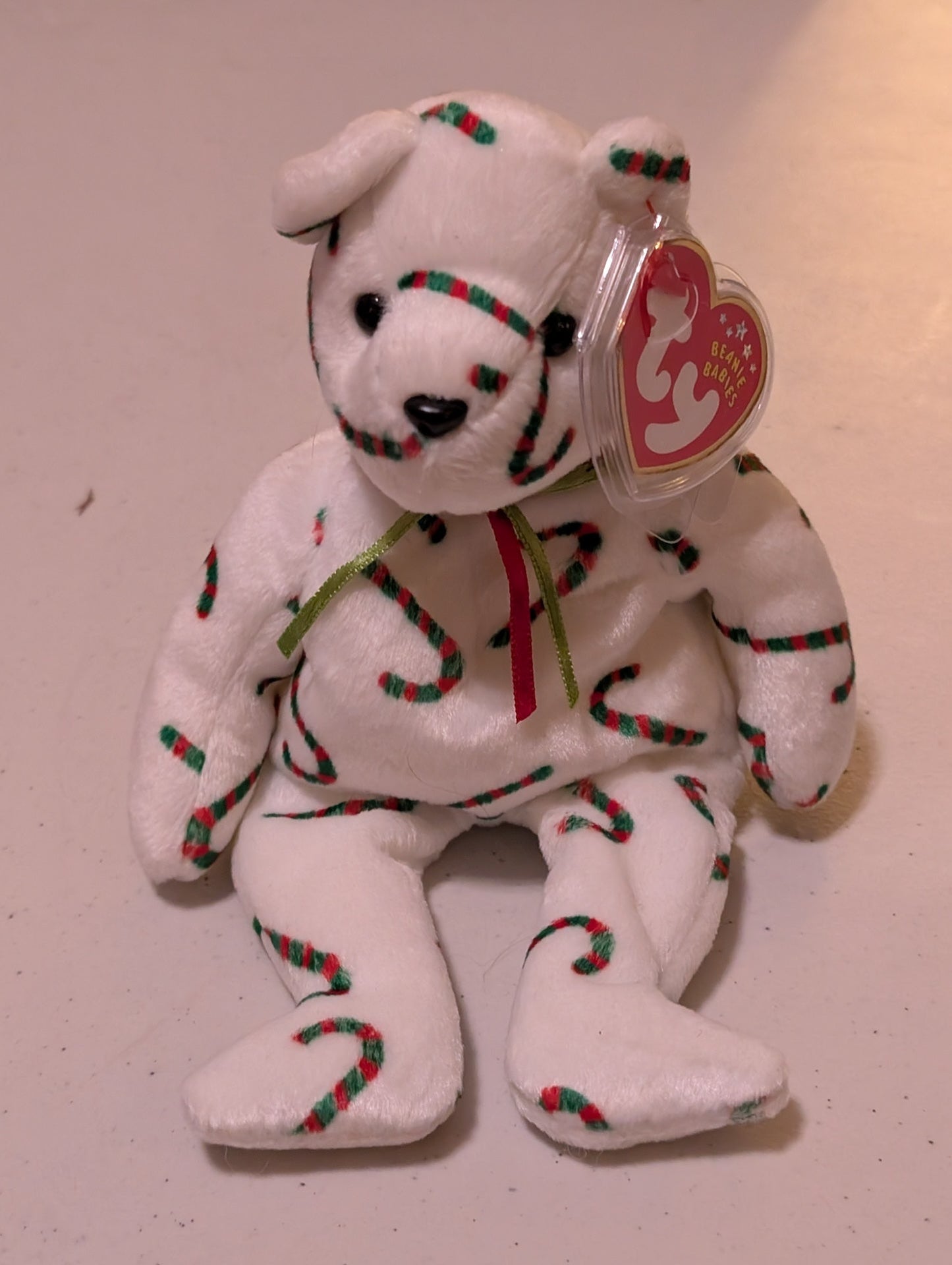 Candy Cane the Bear - Ty Beanie Baby (White, Red, Green, 2002, Plush Toy, MWMT, Stuffed Animal, Vintage, Retired, Plushie)