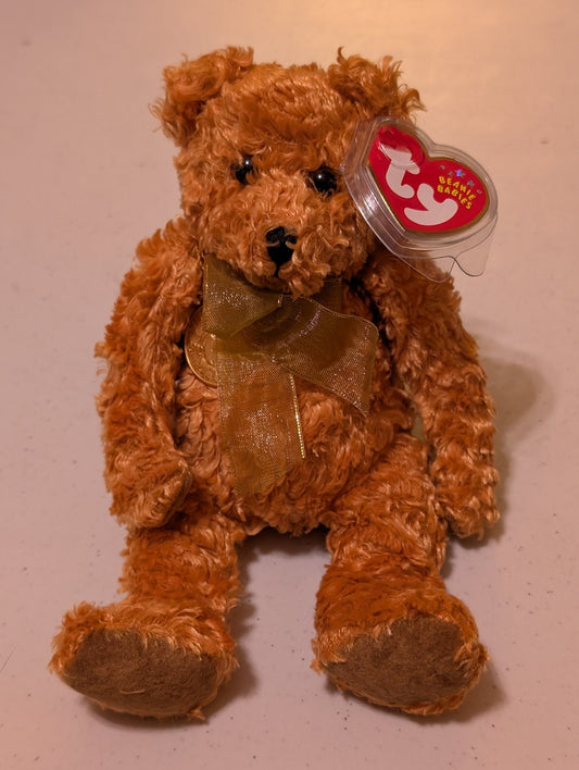 Saffron the Bear - Ty Beanie Baby (Orange, Gold, 2000, Plush Toy, MWMT, Stuffed, Animal, Vintage, Retired, Plushie)