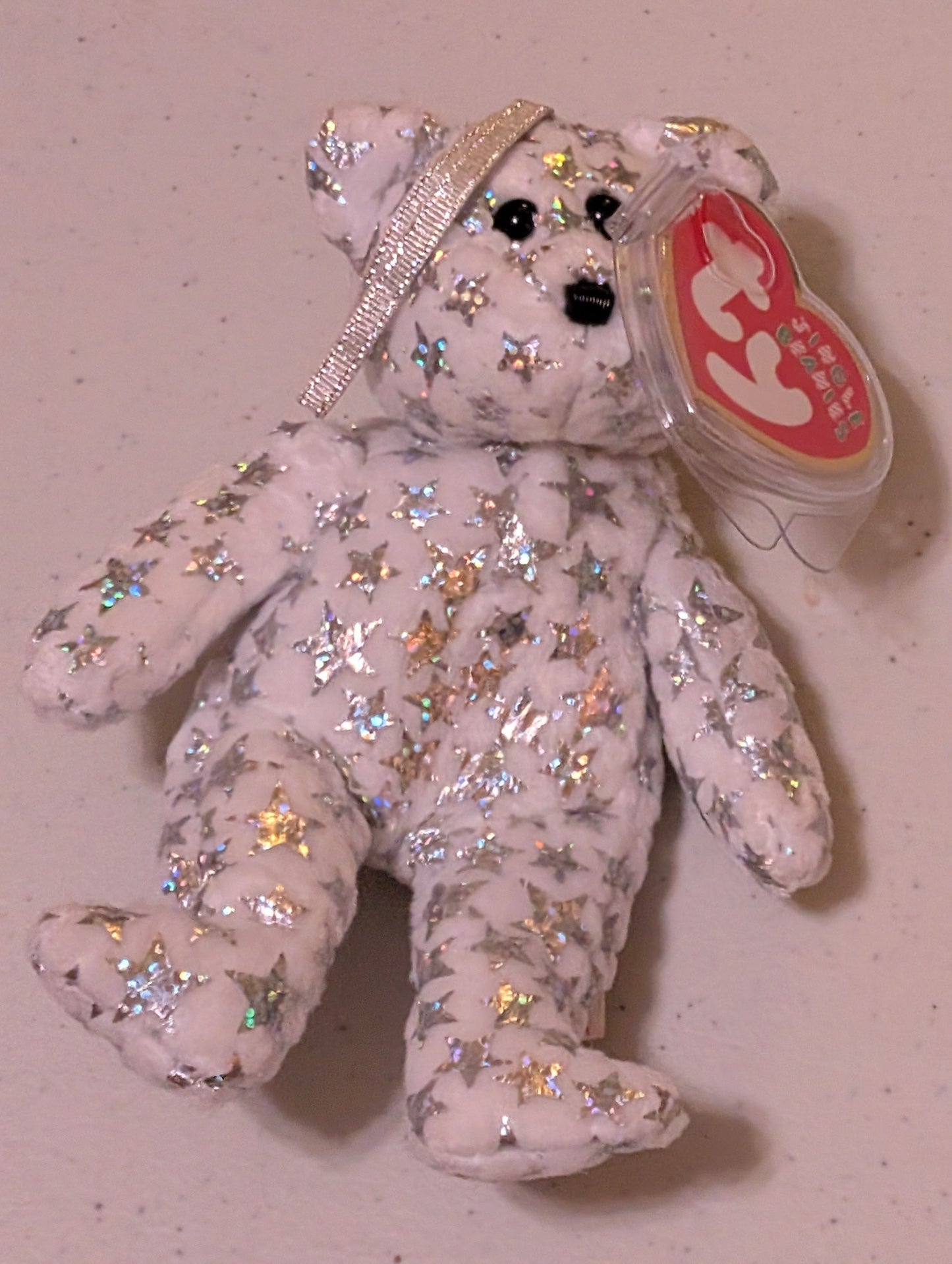North the Bear - Ty Jingle Beanie (White, Silver, 2001, Plush Toy, Stuffed Animal, MWMT, Vintage, Retired)