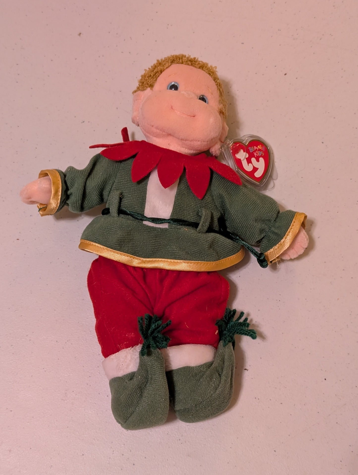CURLY Christmas Vintage 1997 TY Beanie Kids NOEL XMAS ELVES ELF COSTUME (MWMT, Vintage, Retired, with Tag, VTG, Stuffed Animal, Plush, Toy)