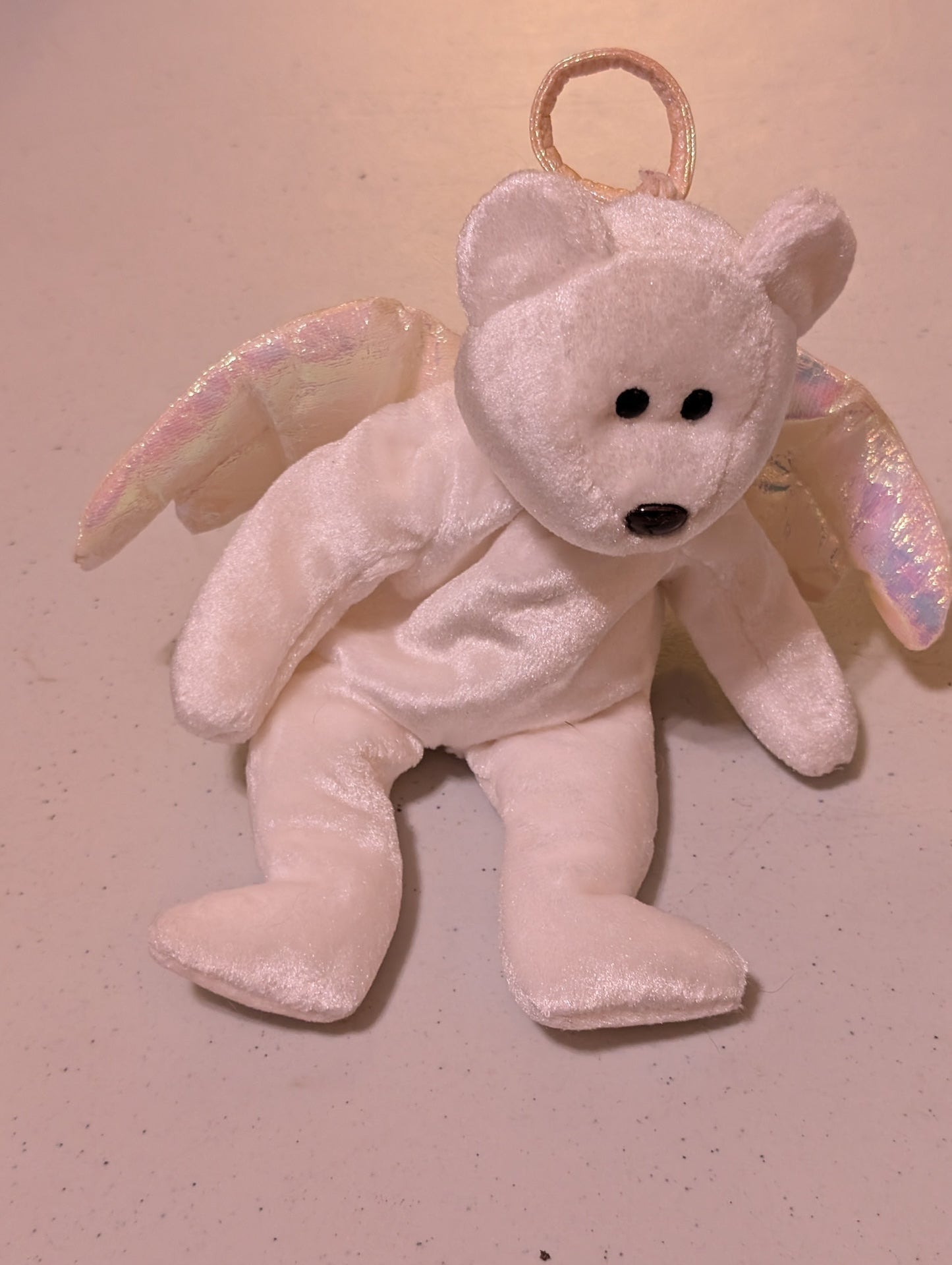 Halo the Angel Bear 1998 generation TY Beanie Baby (Vintage, Retired,VTG, Stuffed Animal, Plush, Toy)