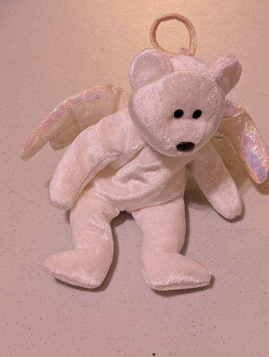 Halo the Angel Bear 1998 generation TY Beanie Baby (Vintage, Retired,VTG, Stuffed Animal, Plush, Toy)