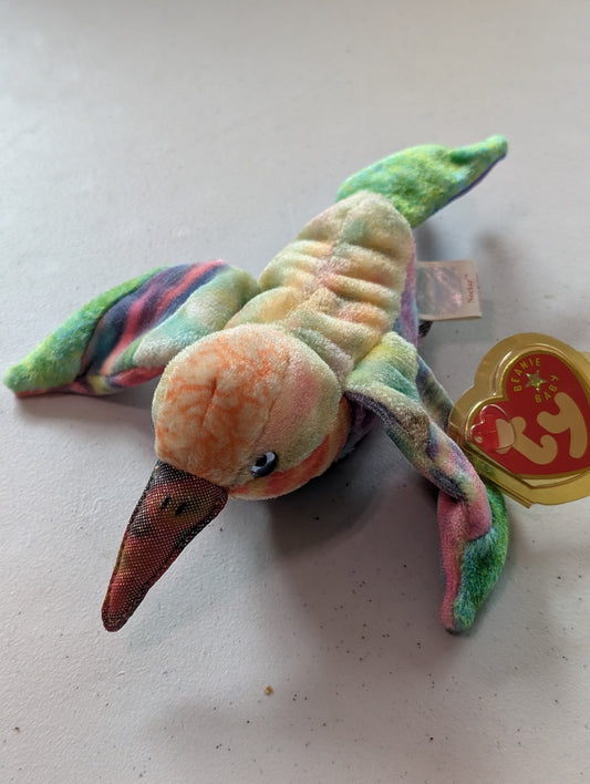 Nectar the Hummingbird - Ty Beanie Baby (Multi-Color, 2000, Toy, Plushie, Stuffed Animal, MWMT, Vintage, Retired)