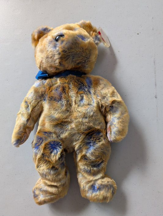 Clubby III Ty Beanie Babies 2000 Official Club Brown & Blue Bear 🐻 With Tag (MWMT, Vintage, Retired, with Tag, VTG, Stuffed Animal, Plush, Toy)