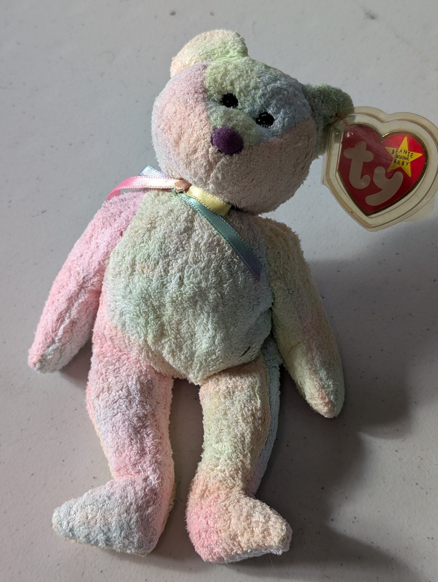 Sammie the Bear - Ty Beanie Baby (Pastel, 2002, Plushie, Toy, Stuffed Animal, MWMT, Vintage, Retired)