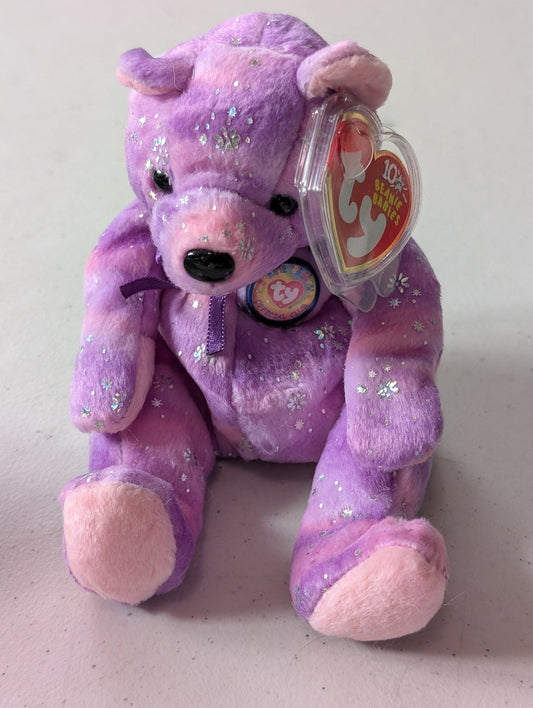 Aria the Bear - Ty Beanie Baby (Purple, 2003, Plushie, Toy, Stuffed Animal, MWMT, Vintage, Retired)