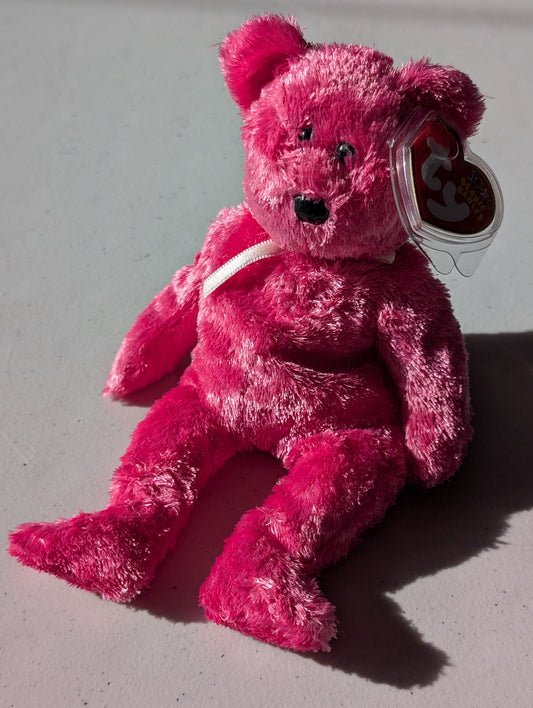 Celebration the Bear - Ty Beanie Baby (Pink, 2002, Plushie, Toy, Stuffed Animal, MWMT, Vintage, Retired)