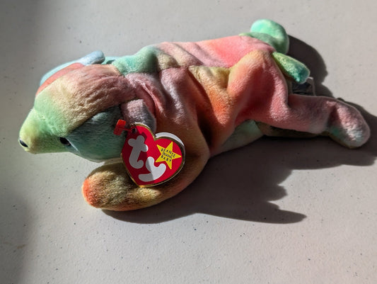 Sammy the Bear- Ty Beanie Baby (Rainbow, 1997, Plushie, Toy, Stuffed Animal, MWMT, Vintage, Retired)