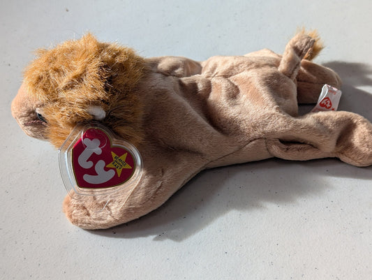 Roary the Lion - Ty Beanie Baby (Tan, 1996, Toy, Plushie, Stuffed Animal, MWMT, Vintage, Retired)