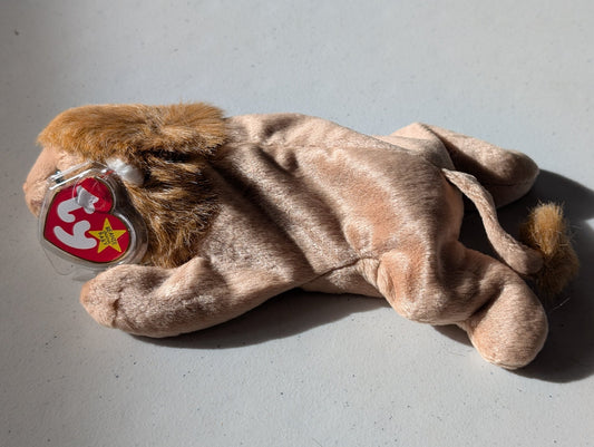 Roary the Lion - Ty Beanie Baby (Tan, 1996, Plushie, Toy, Stuffed Animal, MWMT, Vintage, Retired)