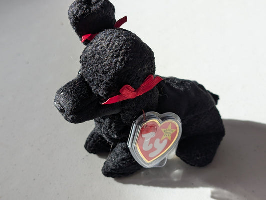 Ooh-La-La the Poodle - Ty Beanie Baby (Black, 2001, Plushie, Toy, Stuffed Animal, MWMT, Vintage, Retired)