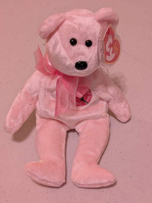 Giving the Bear - Ty Beanie Baby (Pink, 2002, Plushie, Toy, Stuffed Animal, MWMT, Vintage, Retired)