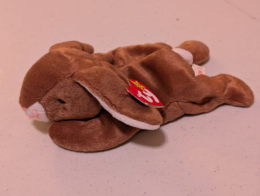 Floppity the Bunny - Ty Beanie Baby (Brown, 1996, Plushie, Toy, Stuffed Animal, MWMT, Vintage, Retired)