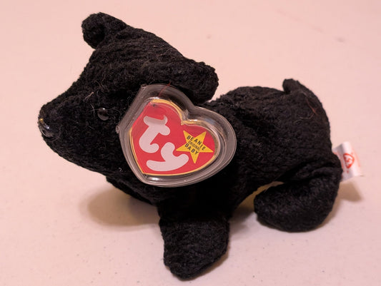 Clubby II the Bear - Ty Beanie Baby (Black, 1999, Plushie, Toy, Stuffed Animal, MWMT, Vintage, Retired)