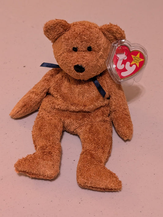 Fuzz the Bear - Ty Beanie Baby (Brown, 1998, Plushie, Toy, Stuffed Animal, MWMT, Vintage, Retired)