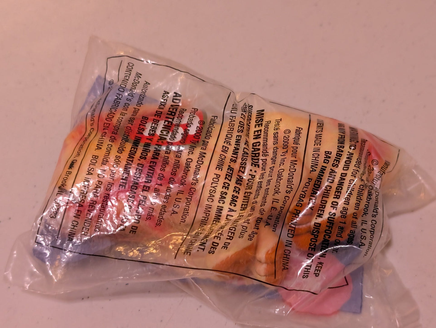 Lips - McDonald's / Ty Teenie Beanie Baby (Pink, Yellow, Blue, 2000, Plush Toy, Vintage, Stuffed Animal, Retired)