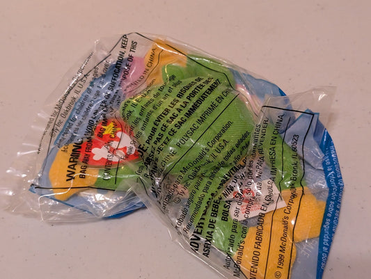 Smoochy - McDonald's / Ty Teenie Beanie Baby (Green, Yellow, 1997, Plush Toy, Vintage, Stuffed Animal, Retired)