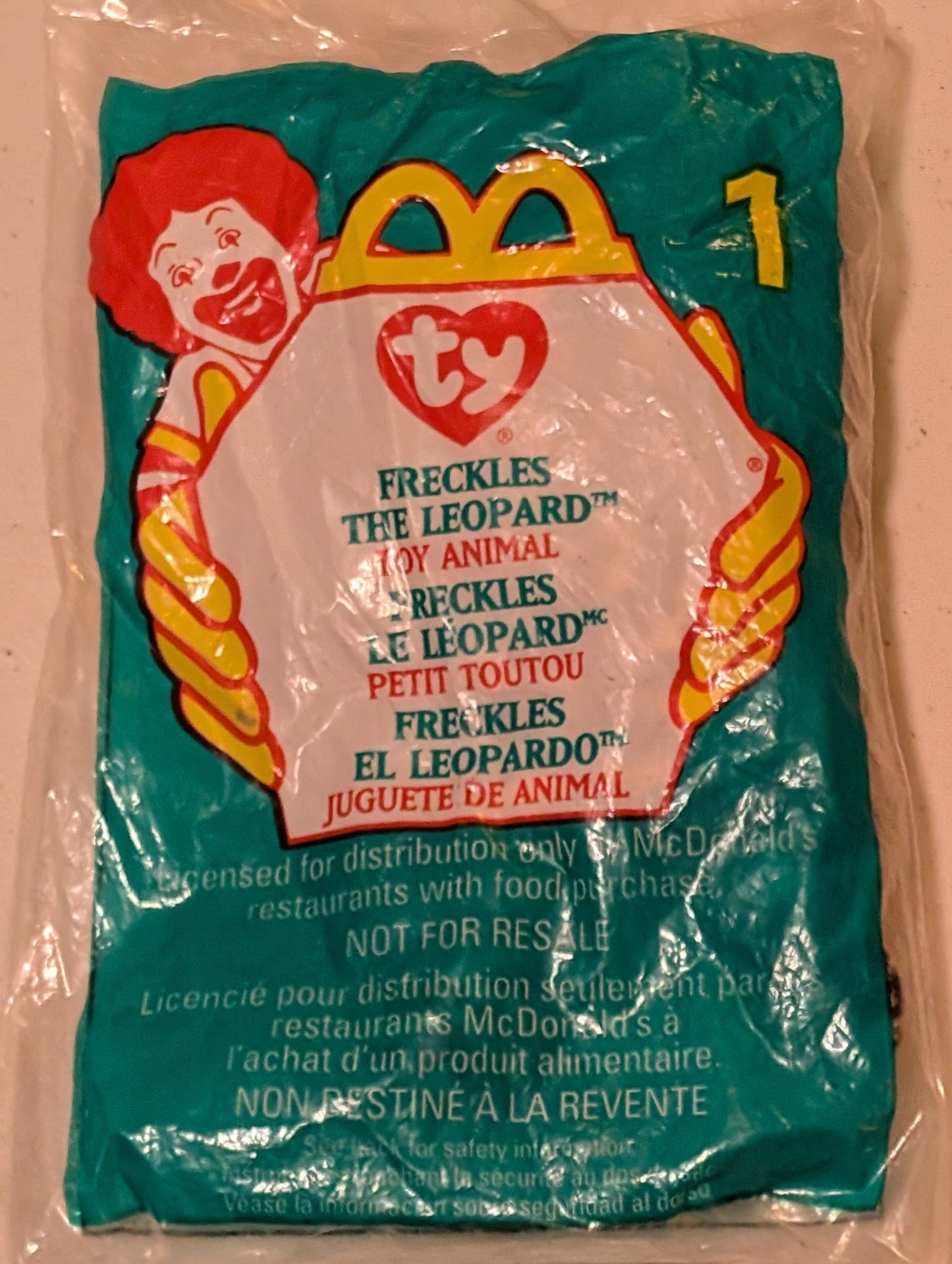 Freckles - McDonald's / Ty Teenie Beanie Baby (Tan, Black, 1996, Plush Toy, Vintage, Stuffed, Animal, Retired)