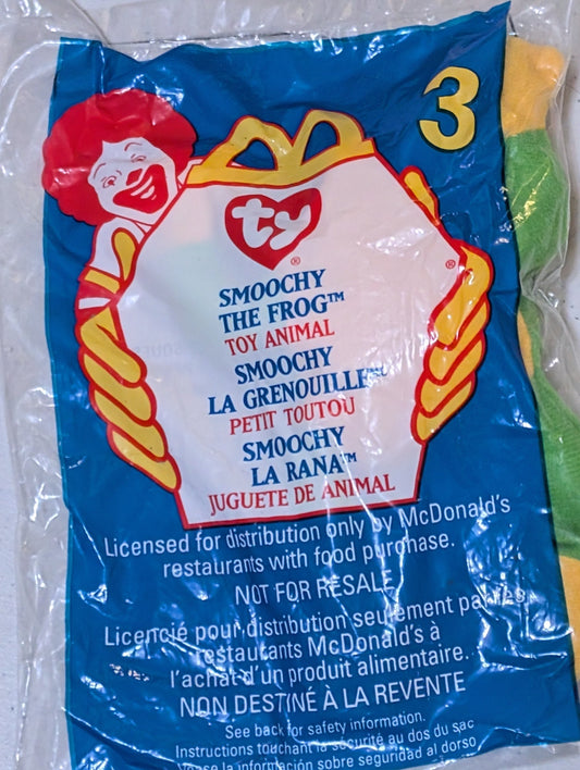 Smoochy - McDonald's / Ty Teenie Beanie Baby (Green, Yellow, 1997, Plush, Toy, Vintage, Stuffed Animal, Retired)
