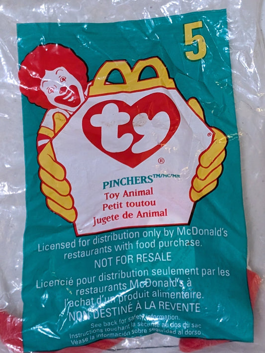 Pinchers - McDonald's / Ty Teenie Beanie Baby (Red, 1993, Plush Toy, Vintage, Stuffed, Animal, Retired)