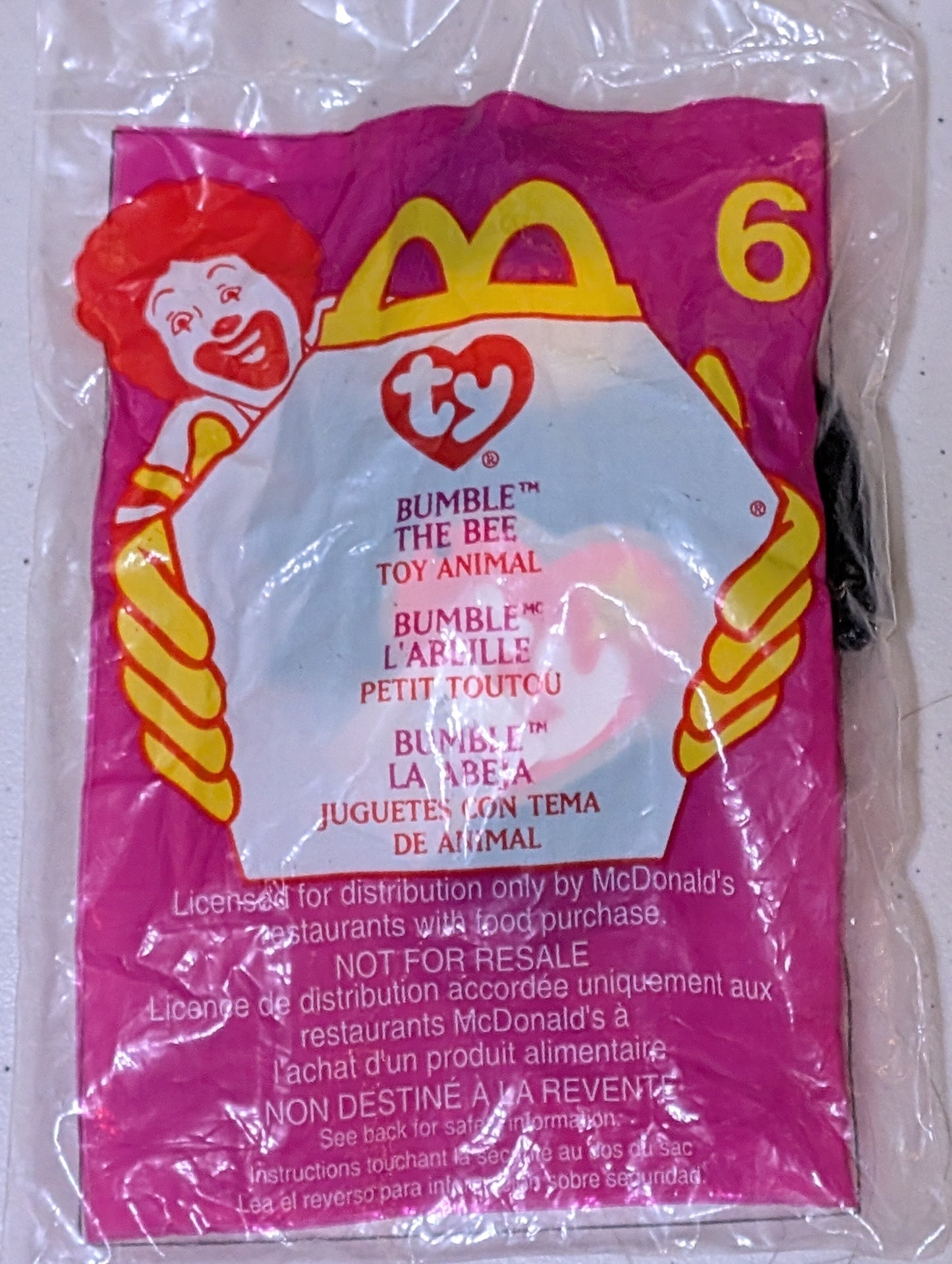 Bumble - McDonald's / Ty Teenie Beanie Baby (Yellow, Black, 1995, Plush Toy, Vintage, Stuffed Animal, Retired)