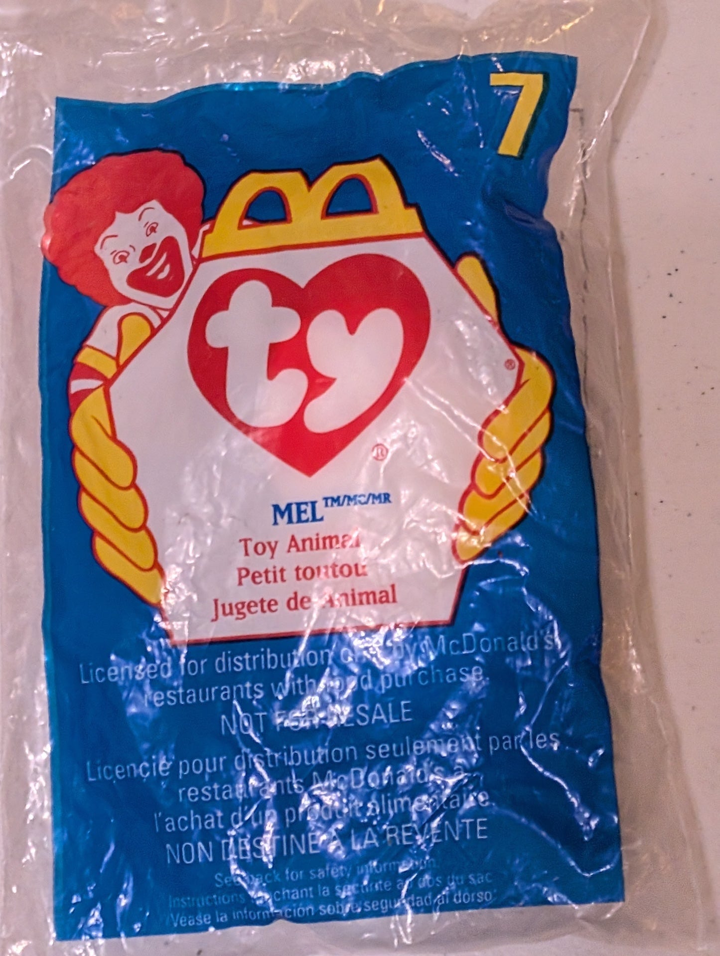 Mel - McDonald's / Ty Teenie Beanie Baby (Brown, White, 1996, Plush Toy, Vintage, Stuffed Animal, Retired)