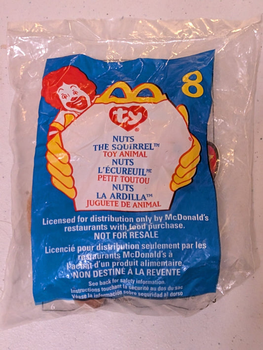 Nuts - McDonald's / Ty Teenie Beanie Baby (Brown, White, 1996, Plush Toy, Vintage, Stuffed Animal, Retired)