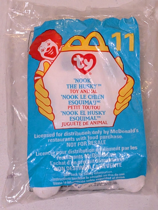 Nook the Husky - McDonald's / Ty Teenie Beanie Baby (Gray, White, 2000, Plush Toy, Vintage, Stuffed Animal, Retired)