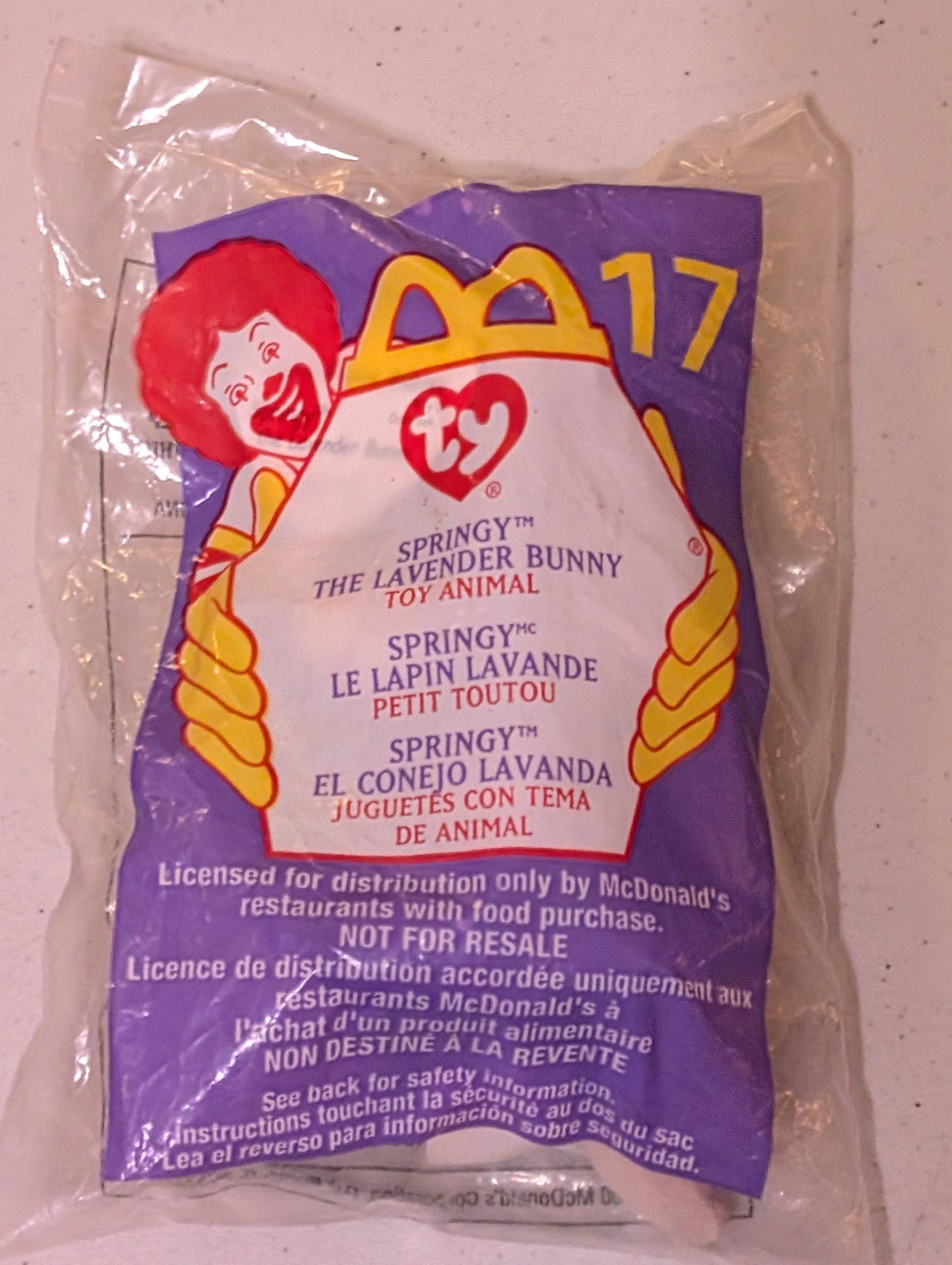 Springy the Lavender Bunny - McDonald's / Ty Teenie Beanie Baby (Lavender, 2000, Plush Toy, Vintage, Stuffed Animal, Retired)