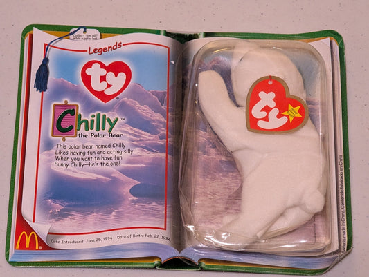 Chilly the Polar Bear - McDonald's / Ty Teenie Beanie Baby (White, 1994, Plush Toy in packaging)