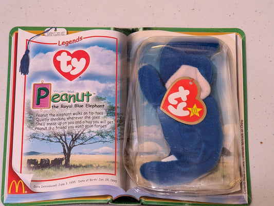 Peanut the Royal Blue Elephant - McDonald's / Ty Teenie Beanie Baby (Royal Blue, 1995, Plush Toy in packaging)