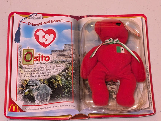 Osito the Bear - McDonald's / Ty Teenie Beanie Baby (Red, 1999, Plush Toy in packaging)