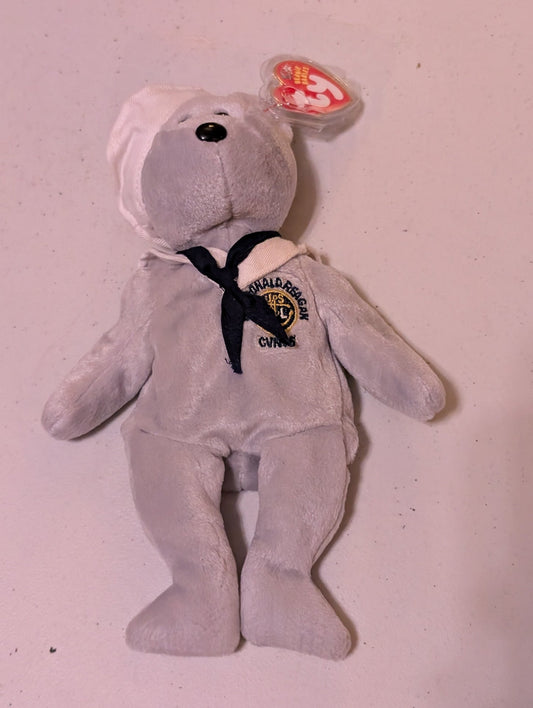 Reagan the Bear - Ty Beanie Baby (Gray, 2001, MWMT, Plush, Toy, Stuffed Animal, Vintage, Retired)