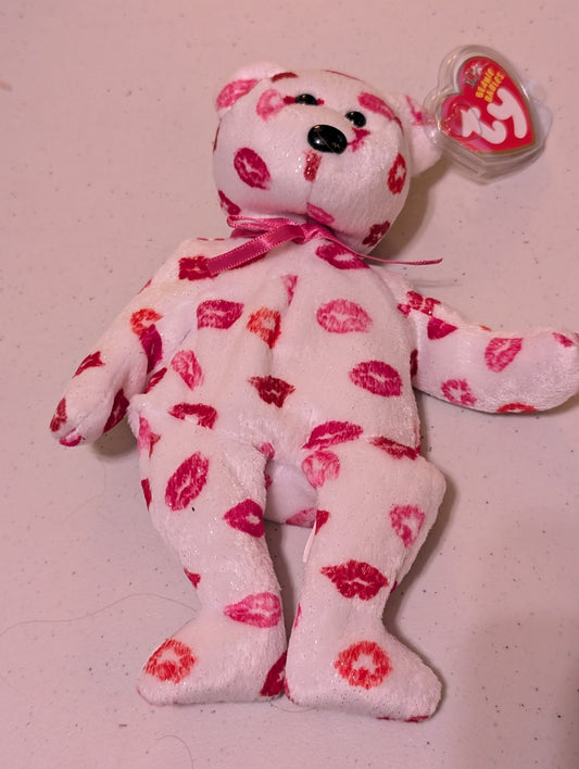 Kissy the Bear - Ty Beanie Baby (White, Red, 2003, MWMT, Plush, Toy, Stuffed Animal, Vintage, Retired)