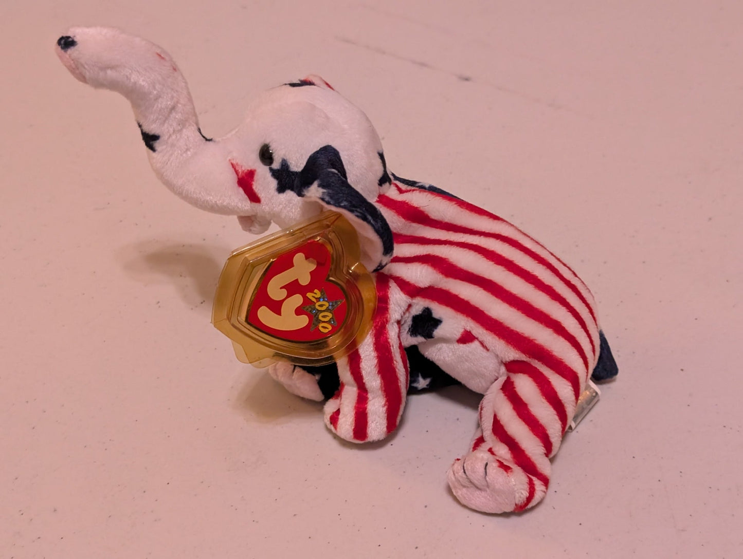 Righty the Elephant - Ty Beanie Baby (Red, White, Blue, 2000, MWMT, Plush, Toy, Stuffed Animal, Vintage, Retired)