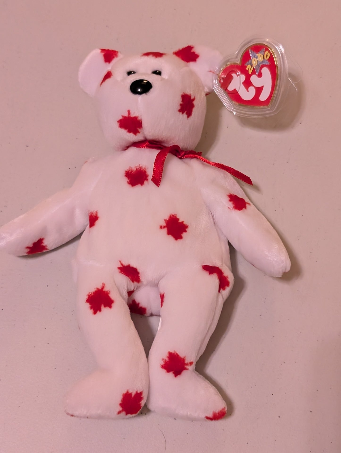 Maple the Bear - Ty Beanie Baby (White, Red, 1996, MWMT, Plush, Toy, Stuffed Animal, Vintage, Retired)