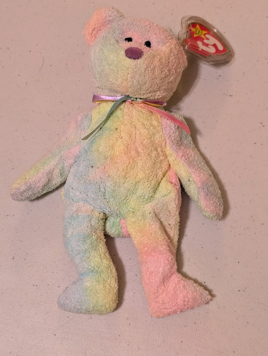 Groovy the Bear - Ty Beanie Baby (Rainbow, 1999, MWMT, Plush, Toy, Stuffed Animal, Vintage, Retired)