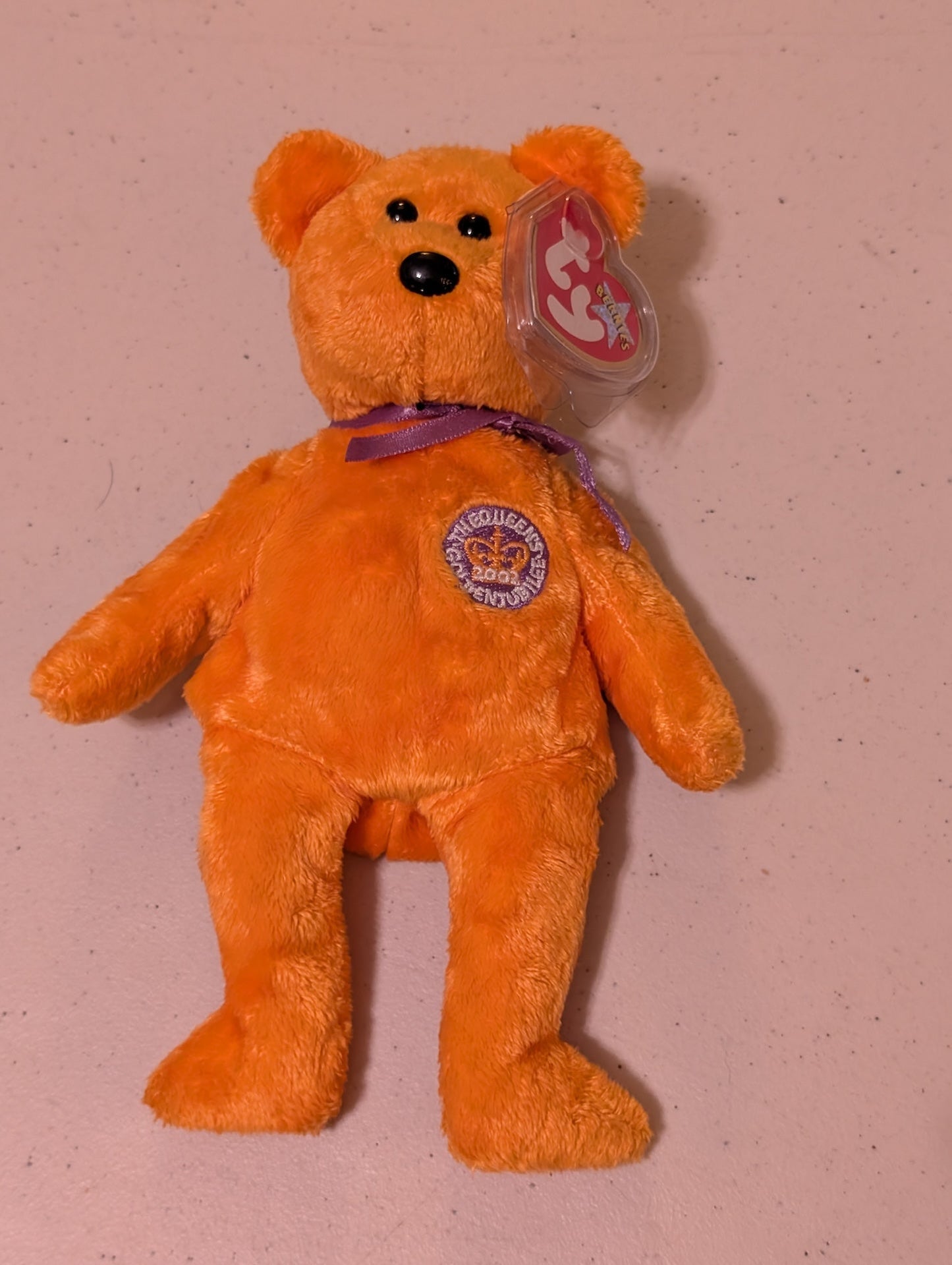 Goochy the Bear - Ty Beanie Baby (Orange, 1998, MWMT, Plush, Toy, Stuffed Animal, Vintage, Retired)