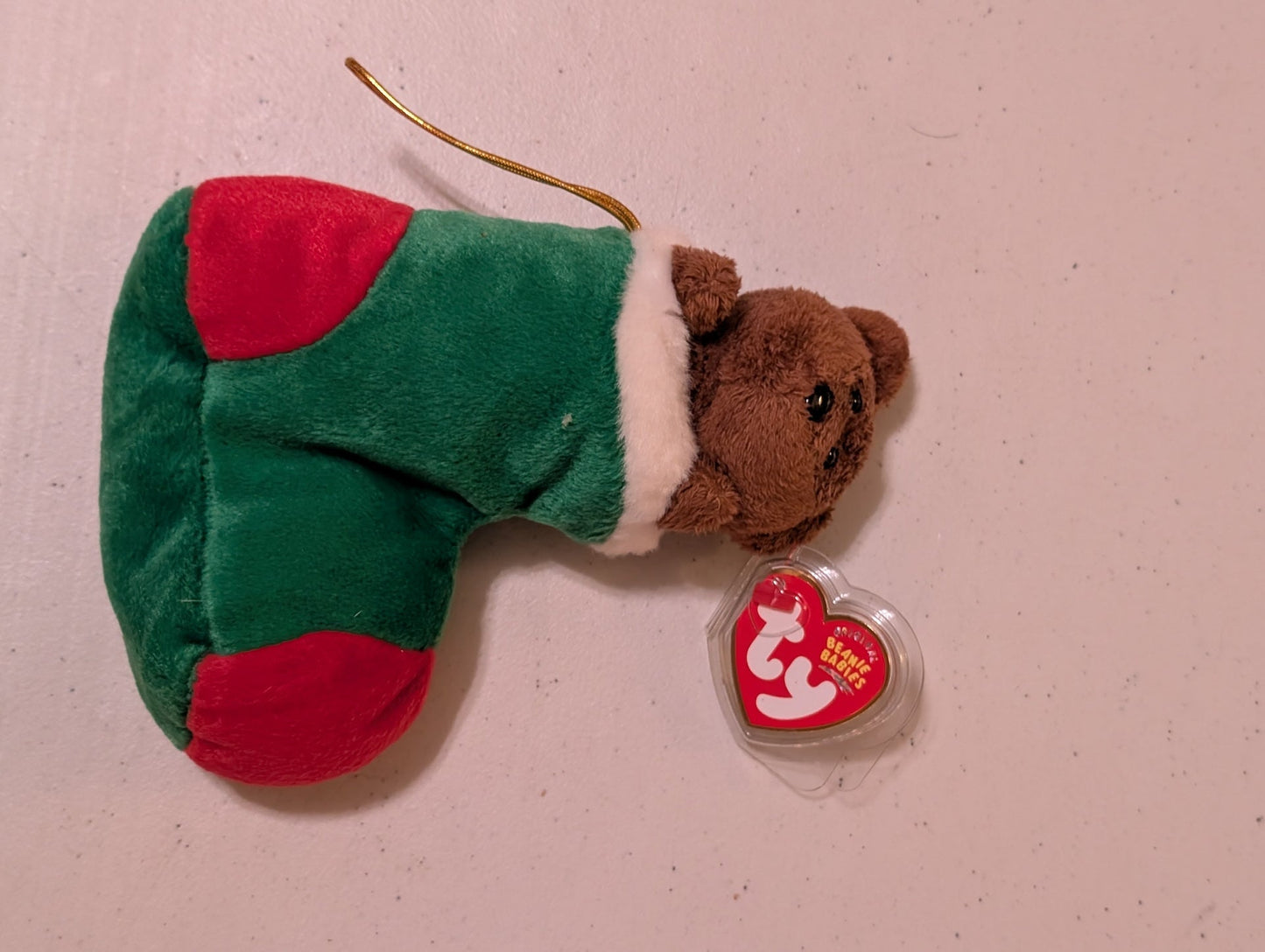 Stocking the Bear - Ty Beanie Baby (Brown, Green, Red, 2002, MWMT, Plush, Toy, Stuffed Animal, Vintage, Retired)