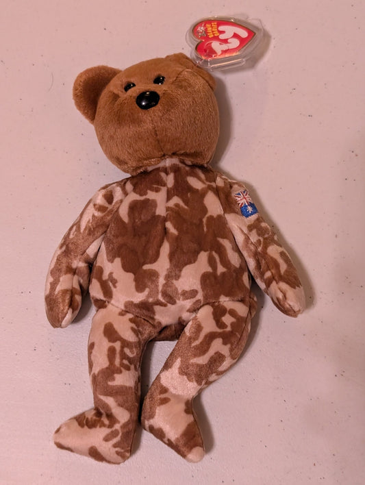 Aussie the Bear - Ty Beanie Baby (Brown, Tan, 2000, MWMT, Plush Toy, Stuffed Animal, Vintage, Retired)