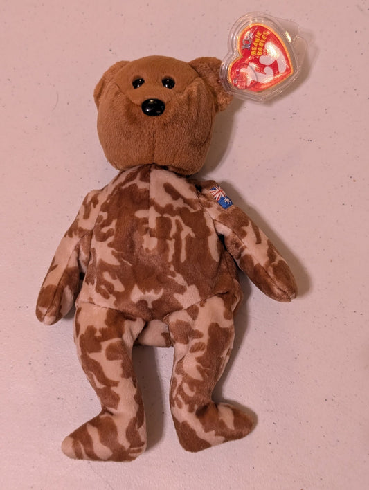 Trooper the Bear - Ty Beanie Baby (Brown, Tan, 2003, MWMT, Plush Toy, Stuffed Animal, Vintage, Retired)