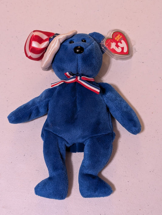 Blue the Bear - Ty Beanie Baby (Blue, 2002, MWMT, Plush, Toy, Stuffed Animal, Vintage, Retired)