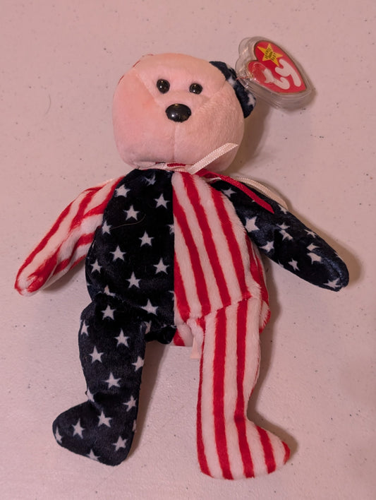 Liberty the Bear - Ty Beanie Baby (Red, White, Blue, 2000, MWMT, Plush, Toy Stuffed Animal, Vintage, Retired)