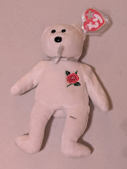 Cashew the Bear - Ty Beanie Baby (White, 2000, MWMT, Plush, Toy, Stuffed Animal, Vintage, Retired)