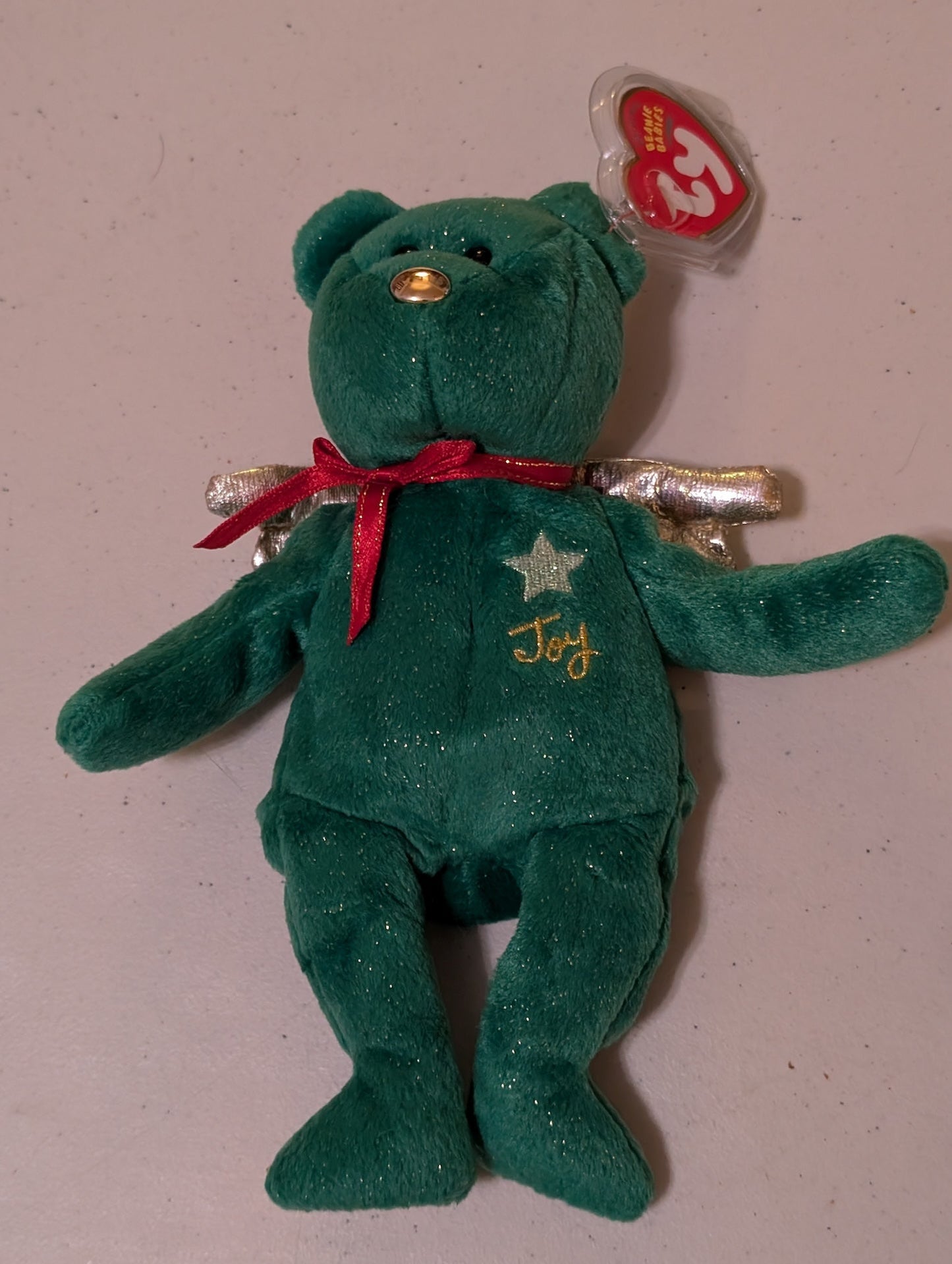 Joy the Bear - Ty Beanie Baby (Green, 1998, MWMT, Plush, Toy, Stuffed Animal, Vintage, Retired)