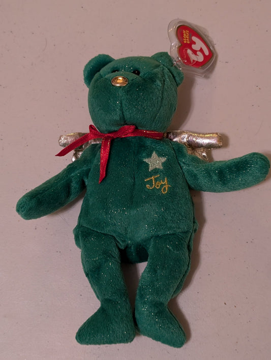 Joy the Bear - Ty Beanie Baby (Green, 1998, MWMT, Plush, Toy, Stuffed Animal, Vintage, Retired)