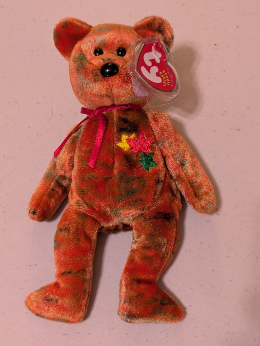 Autumn the Bear - Ty Beanie Baby (Orange, 1999, MWMT, Plush, Toy, Stuffed Animal, Vintage, Retired)